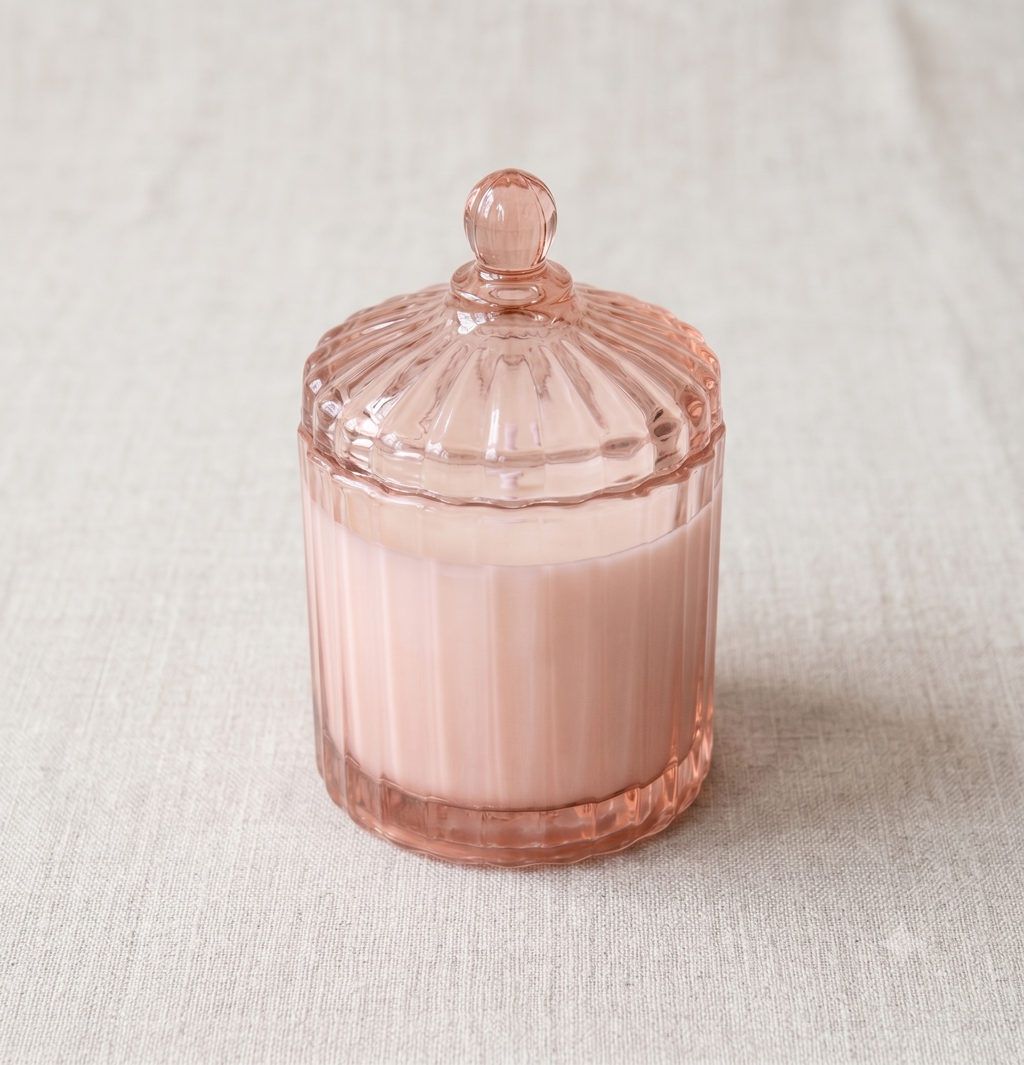 VELA AROMATICA DE CRISTAL ESTRIADO - FLOR DE LOTO 150 G.